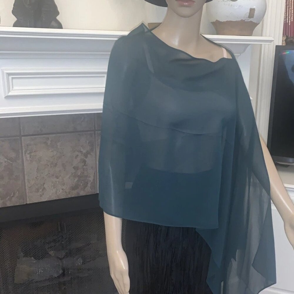 NWT Eileen Fisher Pine Sheer Silk Georgette Wrap Scarf OS/TU - Picture 3 of 11